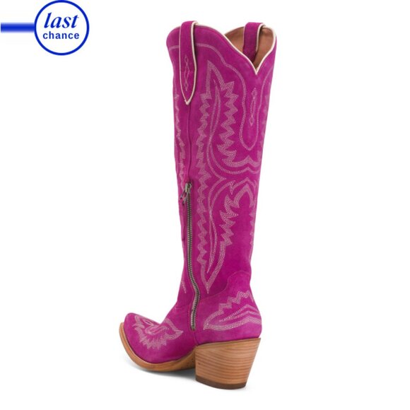 ARIAT Pink Made In Mexico Suede Casanova X Toe Haute Tall Western Boots - Picture 2 of 2
